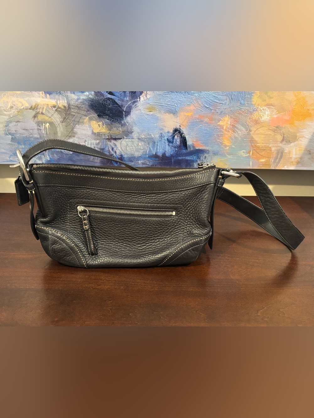 Coach Vintage Small Soho Duffel Black Pebbled Leather Shoulder Crossbody Bag